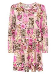 Zwillingsherz Sukienka "Safari Patchwork" w kolorze jasnoróżowo-beżowym rozmiar: S/M. Brązowe sukienki damskie Zwillingsherz, na co dzień, m, bez wzorów, z wiskozy, bez kołnierzyka, bez ramiączek, midi, proste. Za 221.67 zł.