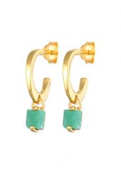 Elli PREMIUM Damskie kreole z zawieszką piramidą z kamieniami jadeitu w pozłacanym srebrze 925 Sterling Silver Kolczyki 1 ct. Szare kolczyki damskie Elli PREMIUM, z jadeitem, pozłacane. Za 378.99 zł.