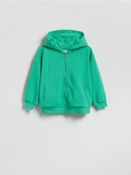 Bluza oversize z kapturem - zielony. Zielone bluzy i bluzki niemowlęce Reserved, bez wzorów, z bawełny, bez ramiączek, z kapturem. Za 49.99 zł.
