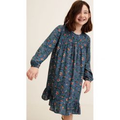 Mango Kids - Sukienka dziecięca Linda 110-152 cm. Niebieskie sukienki dziewczęce Mango Kids, bez wzorów, z bawełny, casualowe, bez ramiączek, długie. W wyprzedaży za 59.90 zł.
