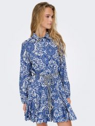 ONLY Sukienka w kolorze niebiesko-białym rozmiar: XL. Białe sukienki damskie Only, xl, bez wzorów, z bawełny, bez kołnierzyka, bez ramiączek, mini. Za 127.95 zł.