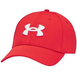 Czapka z daszkiem męska Under Armour Blitzing czerwona. Czerwone czapki męskie Under Armour, bez wzorów, sportowe. Za 79.99 zł.