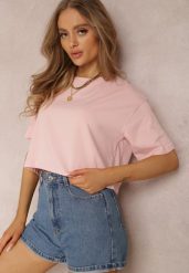 Jasnoróżowy T-shirt Phelista. Czerwone t-shirty damskie Renee, l, bez wzorów, z jeansu, bez kołnierzyka. Za 29.99 zł.