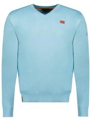 Geographical Norway Sweter w kolorze błękitnym rozmiar: 3XL. Niebieskie swetry męskie Geographical Norway, xl, bez wzorów, bez kołnierzyka. Za 87.81 zł.