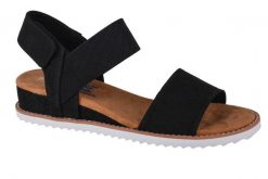 Sandały SKECHERS DESERT KISS Czarny. Czarne sandały damskie Skechers, bez wzorów, z materiału, bez obcasa. Za 199.99 zł.
