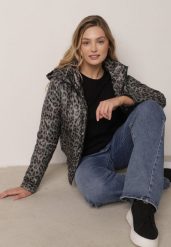 Zielona Panterkowa Kurtka Przejściowa w Panterkę z Odpinanym Kapturem Antolea. Zielone kurtki damskie Born2be, l, bez wzorów, z jeansu. Za 139.99 zł.