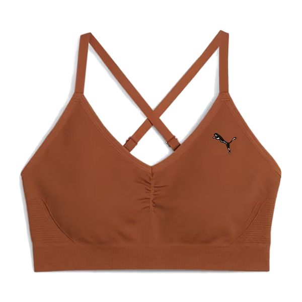 Biustonosz fitness PUMA Move Shapeluxe Seamless. Brązowe biustonosze sportowe damskie Puma, bez wzorów. Za 179.99 zł.
