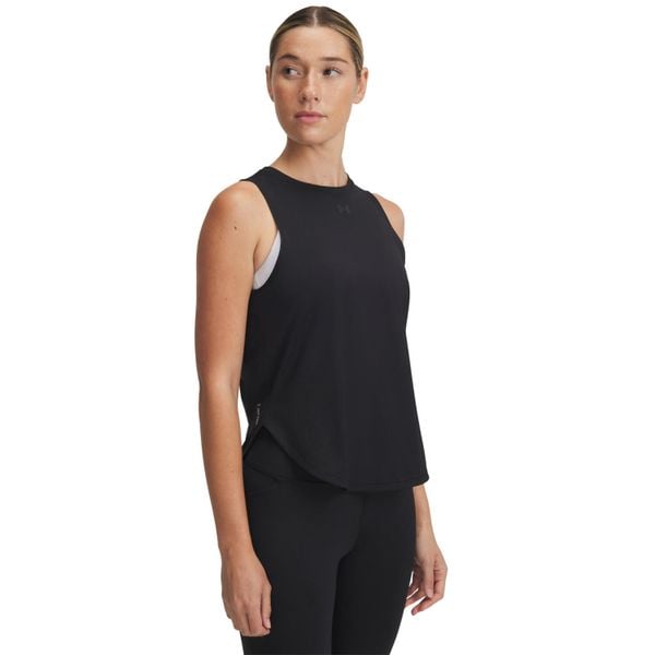 Damski tank top Under Armour Launch Elite. Czarne topy damskie Under Armour, l, bez wzorów, z materiału, bez ramiączek. Za 226.96 zł.