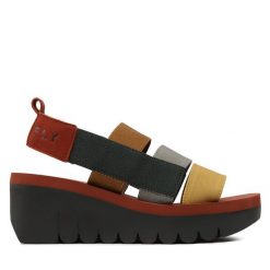 Sandały Fly London. Sandały damskie Fly London, bez wzorów, bez obcasa, na koturnie. Za 349.99 zł.