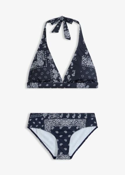 Bikini z ramiączkami wiązanymi na szyi (komplet 2-cz.). Czerwone bikini damskie bonprix, bez wzorów. Za 97.99 zł.