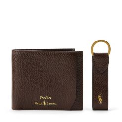Zestaw portfel i brelok Polo Ralph Lauren. Brązowe portfele męskie Polo Ralph Lauren, bez wzorów. Za 769.99 zł.