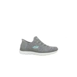 Damskie SUMMITS DAZZLING HAZE Slip-On Szary / Wielokolorowy. Szare trampki i tenisówki damskie Skechers, bez wzorów, z materiału. Za 329.99 zł.