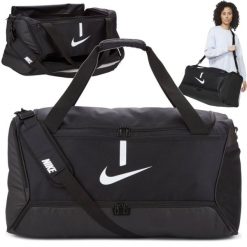 Torba sportowa Nike Academy Team Duffel usztywnione dno z komorą na buty 95L. Czarne torby męskie na ramię Nike, bez wzorów, na ramię. Za 145.00 zł.