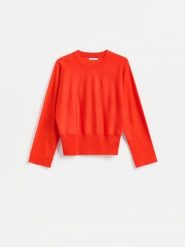 Sweter z lyocellem - czerwony. Czerwone swetry klasyczne damskie Reserved, l, z dzianiny, bez kołnierzyka. Za 129.99 zł.