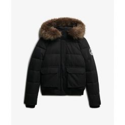 Damska kurtka typu bomber Superdry Everest Ella. Czarne kurtki damskie Superdry., na jesień, l, bez wzorów, bez kaptura. Za 731.55 zł.