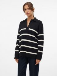 Vero Moda Sweter "Luna" w kolorze czarno-białym rozmiar: XS. Czarne swetry klasyczne damskie Vero Moda, xs, ze splotem, bez kołnierzyka. Za 41.30 zł.