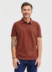 PAKO LORENTE – Męski t-shirt polo w kolorze brązowym. Brązowe koszulki polo męskie Pako Lorente, m, bez wzorów, z bawełny, bez ramiączek. Za 69.99 zł.