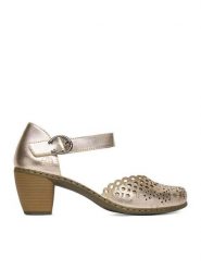 Rieker Półbuty CEO-40902-90 Złoty. Żółte półbuty damskie Rieker, bez wzorów, ze skóry, bez obcasa. Za 299.99 zł.