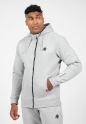 Leon Bluza z kapturem zapinana na suwak - Szary. Szare bluzy sportowe męskie GORILLA WEAR, bez wzorów, z bawełny, bez kołnierzyka, bez ramiączek. Za 356.00 zł.