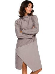 Be Wear Sukienka w kolorze szarym rozmiar: XL. Szare sukienki damskie Be Wear, na co dzień, xl, bez wzorów, z asymetrycznym kołnierzem, bez ramiączek, mini, asymetryczne. Za 105.14 zł.