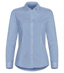 Clique Koszula Stretch L/S Damska - Regular Fit, bawełna z elastanem – Light. Niebieskie koszule damskie CLIQUE, l, bez wzorów, z bawełny, bez kołnierzyka, bez ramiączek. Za 202.18 zł.