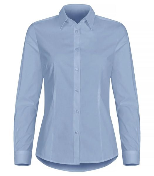 Clique Koszula Stretch L/S Damska - Regular Fit, bawełna z elastanem – Light. Niebieskie koszule damskie CLIQUE, l, bez wzorów, z bawełny, bez kołnierzyka, bez ramiączek. Za 202.18 zł.