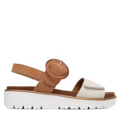 Sandały Ara. Brązowe sandały damskie Ara, bez wzorów, bez obcasa, na koturnie. Za 429.99 zł.