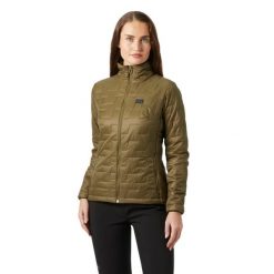 Kurtka narciarska damska izolowana Helly Hansen Lifaloft. Brązowe kurtki narciarskie i snowboardowe damskie Helly Hansen, bez wzorów, bez kaptura, narciarskie. Za 834.50 zł.
