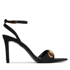 Sandały Aldo. Czarne sandały damskie Aldo, bez wzorów, bez obcasa, na szpilce. Za 399.99 zł.