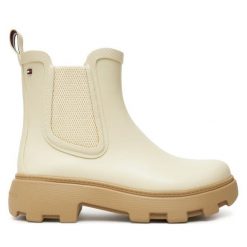 Kalosze Tommy Hilfiger. Brązowe kalosze damskie Tommy Hilfiger, bez wzorów. Za 379.99 zł.