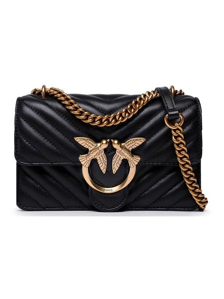 Pinko Skórzana torebka w kolorze czarnym - 21 x 12 x 6 cm rozmiar: onesize. Czarne torebki klasyczne damskie Pinko, bez wzorów, z materiału, pikowane, bez dodatków. Za 1,051.45 zł.