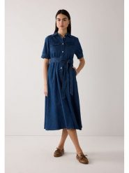 More & More Sukienka dżinsowa w kolorze granatowym rozmiar: 32. Niebieskie sukienki damskie MORE & MORE, bez wzorów, z tkaniny, bez kołnierzyka, bez ramiączek, midi. Za 276.71 zł.