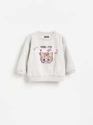 Bluza Superkoty - jasnoszary. Szare bluzy i bluzki niemowlęce Reserved, bez wzorów, z bawełny, bez ramiączek, bez kaptura. Za 59.99 zł.