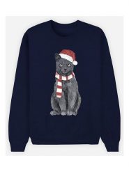WOOOP Bluza "Xmas Cat" w kolorze granatowym rozmiar: L. Niebieskie bluzy bez kaptura męskie Wooop, l, z bawełny. Za 133.89 zł.