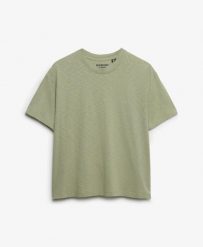 Superdry Studios Crew T-Shirt z bawełny i lyocellu – relaxed fit – Dusty Sage. Zielone t-shirty damskie Superdry., uniwersalny, bez wzorów, z bawełny, bez kołnierzyka. Za 125.95 zł.