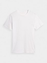 4F T-shirt regular gładki męski - biały XXL. Białe t-shirty męskie 4f, m, bez wzorów, z bawełny, bez kołnierzyka. Za 79.99 zł.