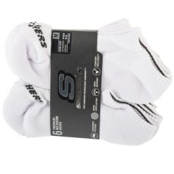 Skarpetki sportowe dla dorosłych 6pk Core Lowcut Md Socks. Białe skarpetki damskie Skechers, bez wzorów, z materiału. Za 89.99 zł.