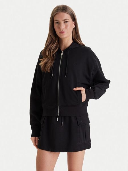 Calvin Klein Jeans Bluza Monogram LV047F208G Czarny Relaxed Fit. Czarne bluzy bez kaptura damskie Calvin Klein Jeans, xl, z bawełny. Za 291.99 zł.