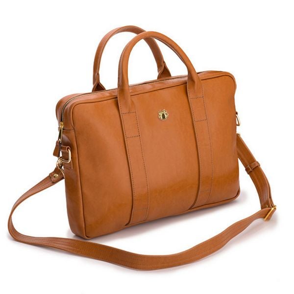 Skórzana torba na laptopa Felice Gold FG04 camel. Brązowe torby na laptopa damskie Felice, ze skóry. Za 436.99 zł.