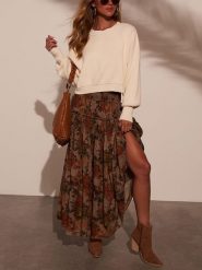 Milan Kiss Spódnica w kolorze brązowym rozmiar: S. Brązowe spódniczki damskie Milan Kiss, s, bez wzorów, maxi. Za 130.99 zł.