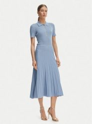 MICHAEL Michael Kors Sukienka dzianinowa MT5834F33D Błękitny Regular Fit. Niebieskie sukienki damskie MICHAEL Michael Kors, s, bez wzorów, z dzianiny, bez kołnierzyka, bez ramiączek. Za 1,229.00 zł.