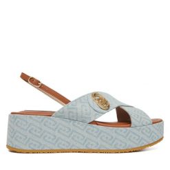 Sandały Liu Jo. Niebieskie sandały damskie Liu Jo, bez wzorów, bez obcasa, na koturnie. Za 639.99 zł.