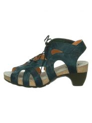 Think! Skórzane sandały "Traudi" w kolorze zielonym rozmiar: 37. Zielone sandały damskie Think!, bez wzorów, bez obcasa, na koturnie. Za 305.92 zł.