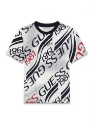 Guess T-Shirt L6RI04 K8HM4 Biały Oversize. Białe t-shirty chłopięce Guess, z aplikacjami, z bawełny, bez ramiączek. Za 129.99 zł.