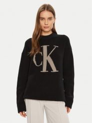 Calvin Klein Jeans Sweter Intrasia J20J224799 Czarny Relaxed Fit. Czarne swetry klasyczne damskie Calvin Klein Jeans, s, z bawełny, bez kołnierzyka. Za 339.99 zł.