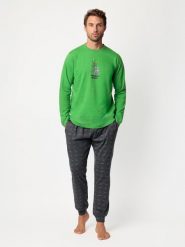 Disney Piżama "Disney" w kolorze zielono-czarnym rozmiar: XXL. Czarne piżamy męskie Disney, xxl, bez wzorów, z bawełny, bez ramiączek. Za 143.56 zł.