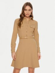 Guess Sukienka codzienna W5RK93 KCBO2 Beżowy Regular Fit. Brązowe sukienki damskie Guess, na co dzień, l, z aplikacjami, z syntetyku, bez kołnierzyka, bez ramiączek, proste. Za 489.99 zł.