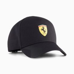 Czapka z daszkiem unisex Puma FERRARI czarna 02689102. Czarne czapki z daszkiem damskie Puma, bez wzorów, z materiału. Za 186.80 zł.