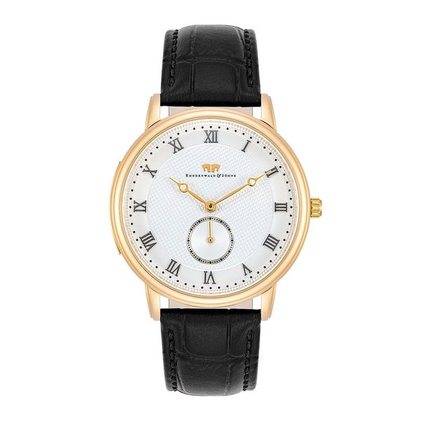 Rhodenwald & Söhne Zegarek kwarcowy Moonlight żółte złoto Skóra naturalna Czarny Zegarki męskie 1 ct Męskie. Czarne, analogowe zegarki męskie Rhodenwald & Söhne, z mosiądzu. Za 539.99 zł.