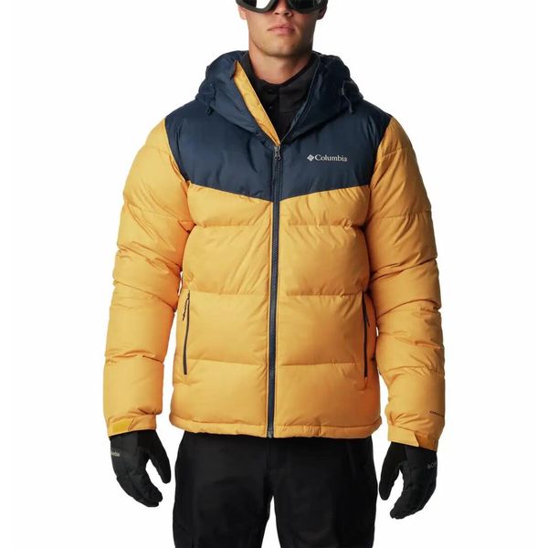 Kurtka Puchowa Zimowa Męska Columbia Iceline Ridge Jacket. Żółte kurtki męskie Columbia, m, bez wzorów, z puchu, bez kaptura, narciarskie. W wyprzedaży za 955.15 zł.